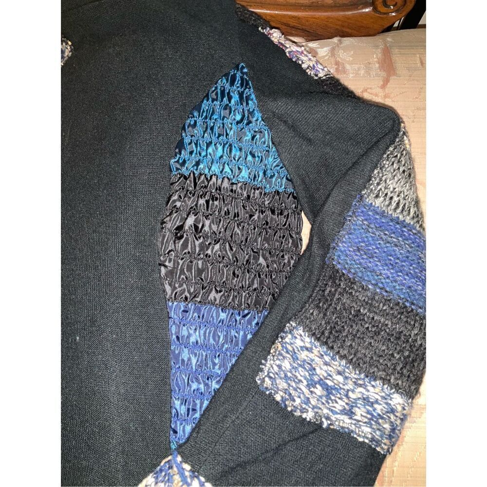 Kaktus Mix Media Patchwork Blazer, Large. Blue. Cottagecore #countrycore funky! - Picture 13 of 16